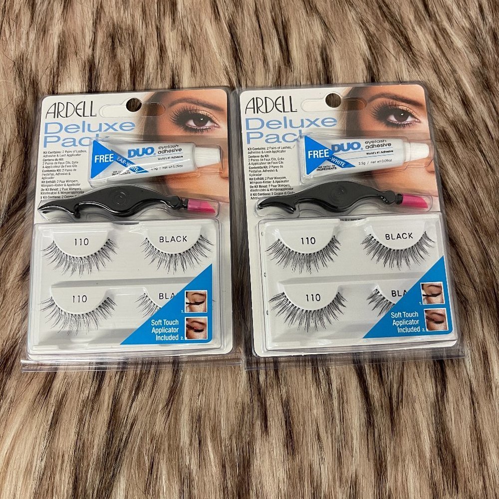 LOT OF 2 Ardell Deluxe Pack #110 Lashes w/ Glue